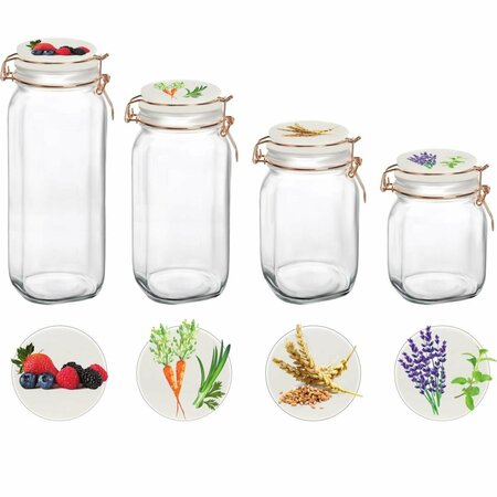 BAKEBETTER 4 piece canister set with Vegetable Decal Ceramic lid BA2845094